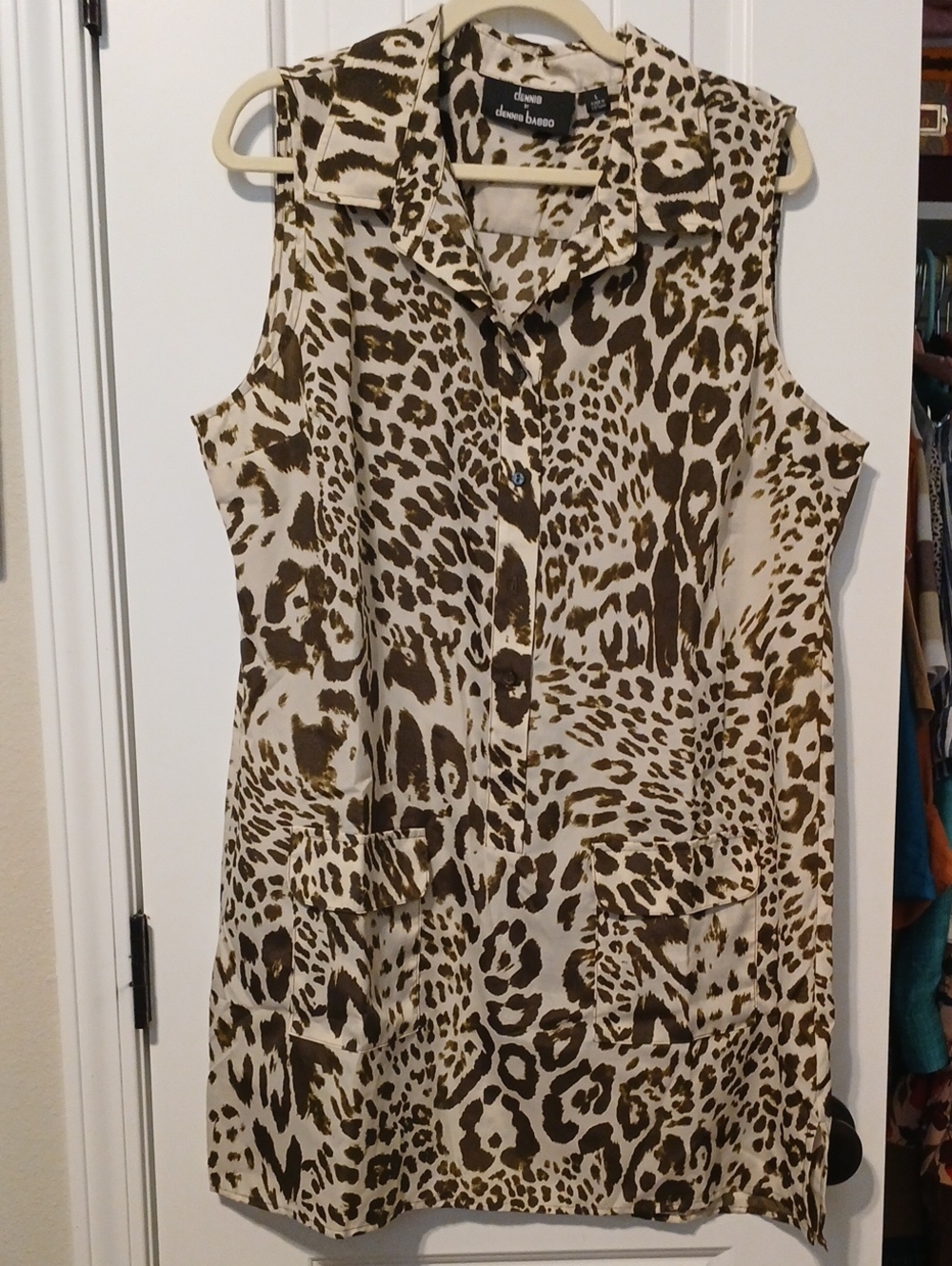 ☀️☀️dennis basso Leopard Print Blouse - Cream & Brown